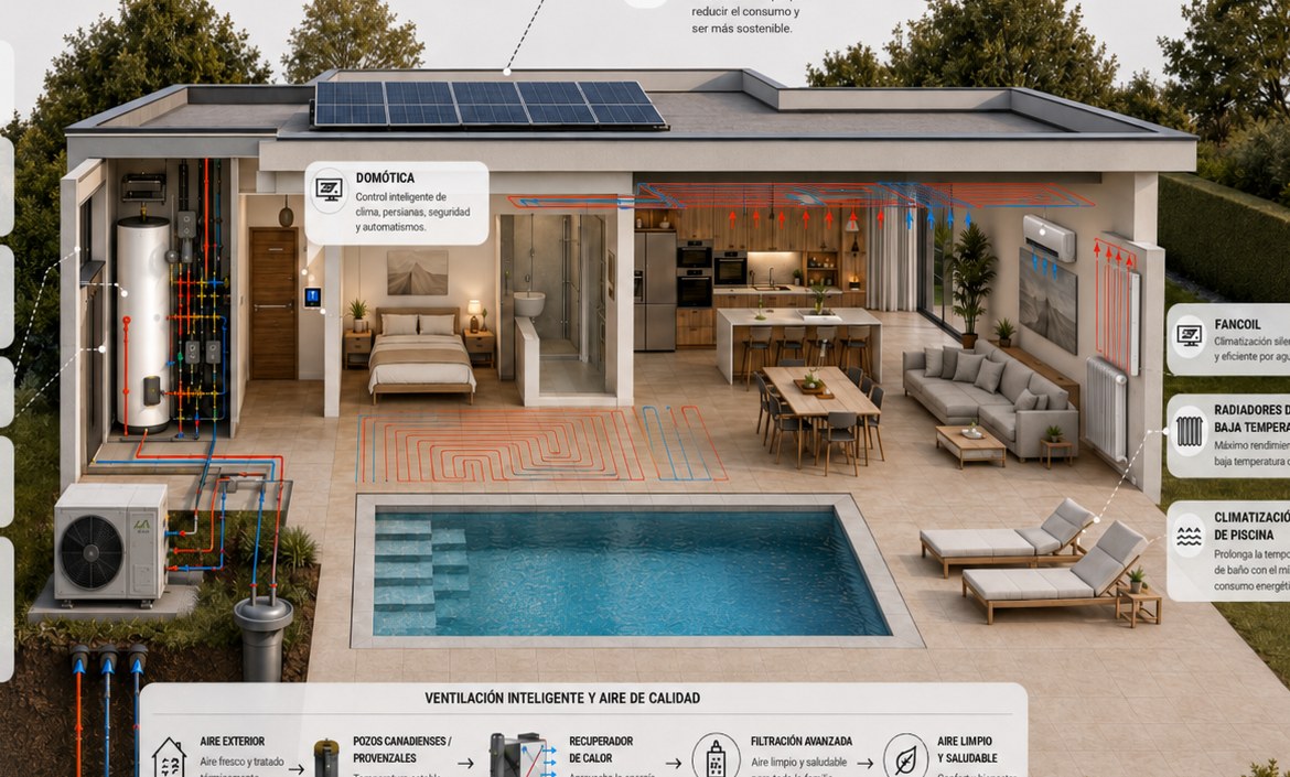 Vivienda con sistemas de eficiencia integrados